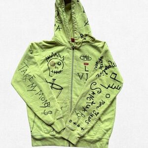 Supreme Handstyle Graffiti Full Zip Hoodie — Fluorescent Yellow (FW13)